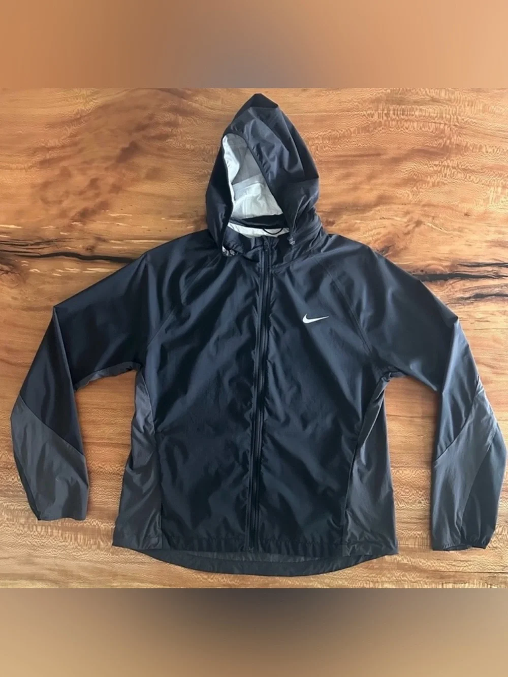 Women’s Nike Shield Windbreaker Jacket Black Grey | Size: Large